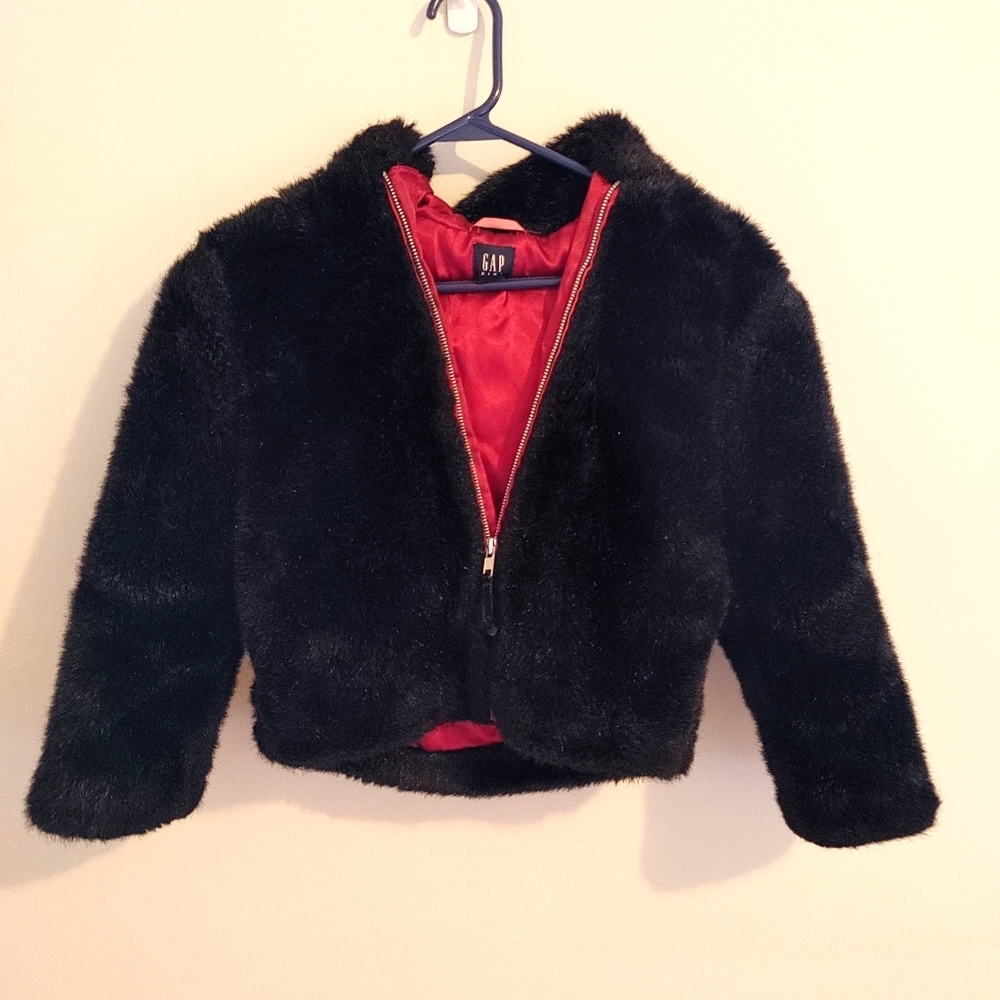 Gap Kids Girl's Black Furry Coat (Kids Size 3T-4T)